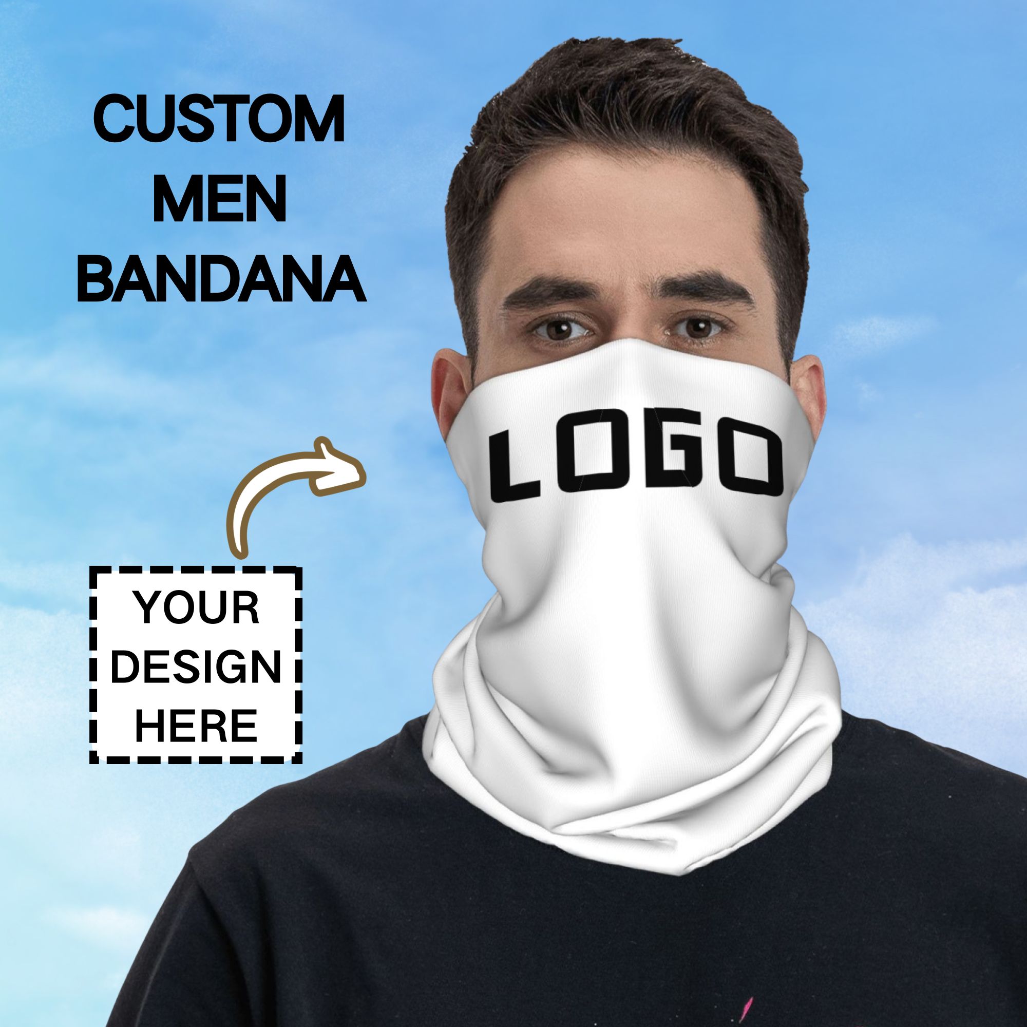 Neck Gaiter Face Cover - Aangepaste fotologo naadloze nekwarmer heren sportbandana