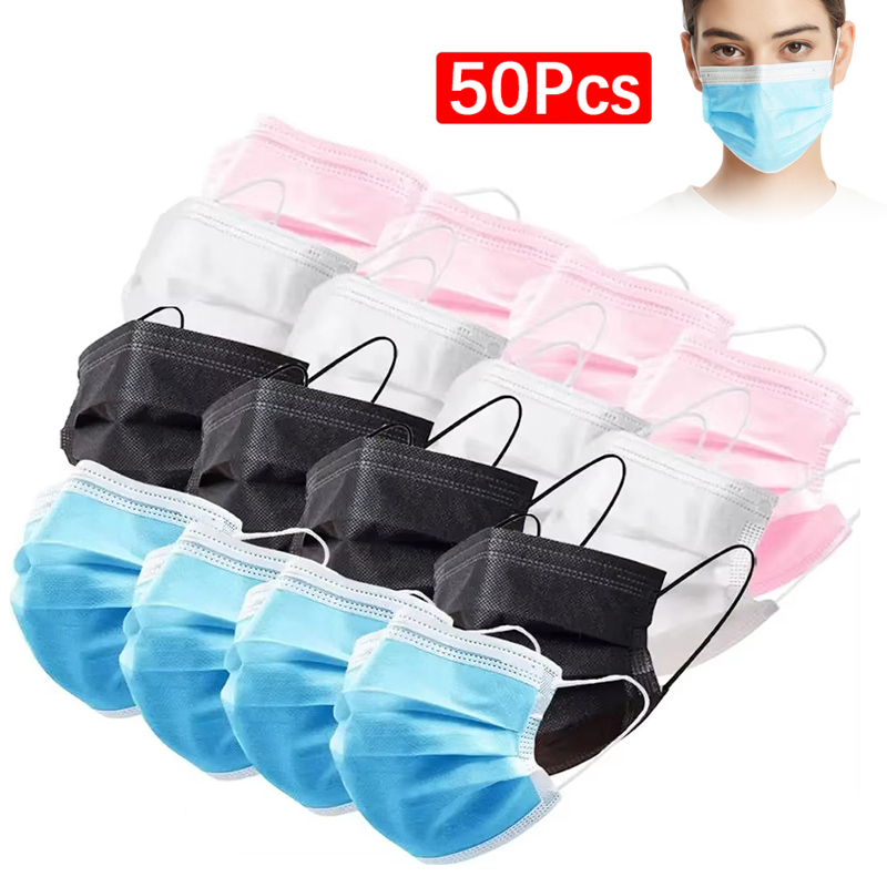 Disposable Mask Blue - 50 stuks 3-laags masker gezichtsmaskers smeltgeblazen
